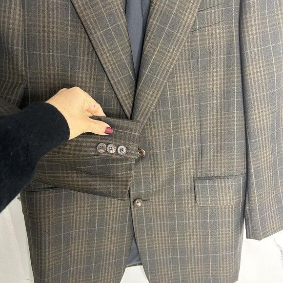 VTG 41 R Loro Piana Tasmanian Wool 120's Plaid Brown Blazer Sports Coat Career - Picture 3 of 13